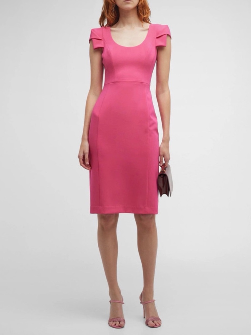 Black Halo Amelie Sheath Dress Size 10 $345 Pink Cap-Sleeve Sheath Dress